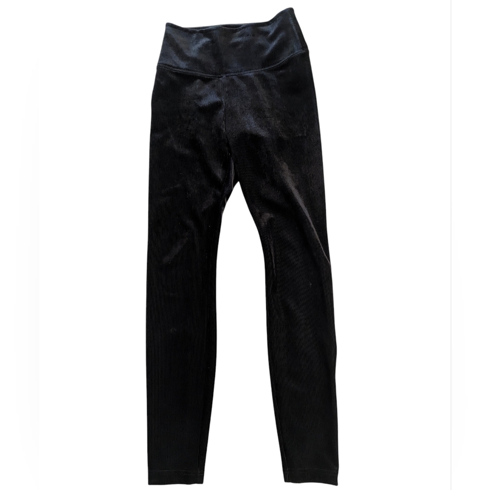 WHBM,Runway Ribbed Black High-Waisted Leggings, Size 2